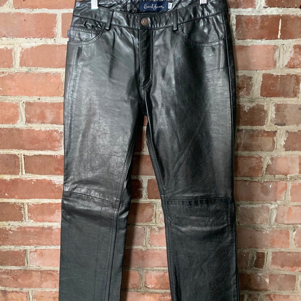 Vintage Earl Jeans Black Leather Pants Size 26